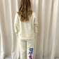 Angel Numbers Protect Your Energy Graffiti Sweatshirt Tracksuit Cream - Red/Blue