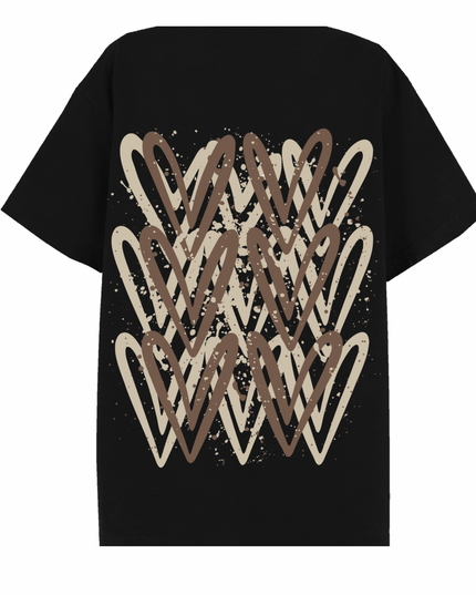 Beige Heart Printed T-shirt Adult