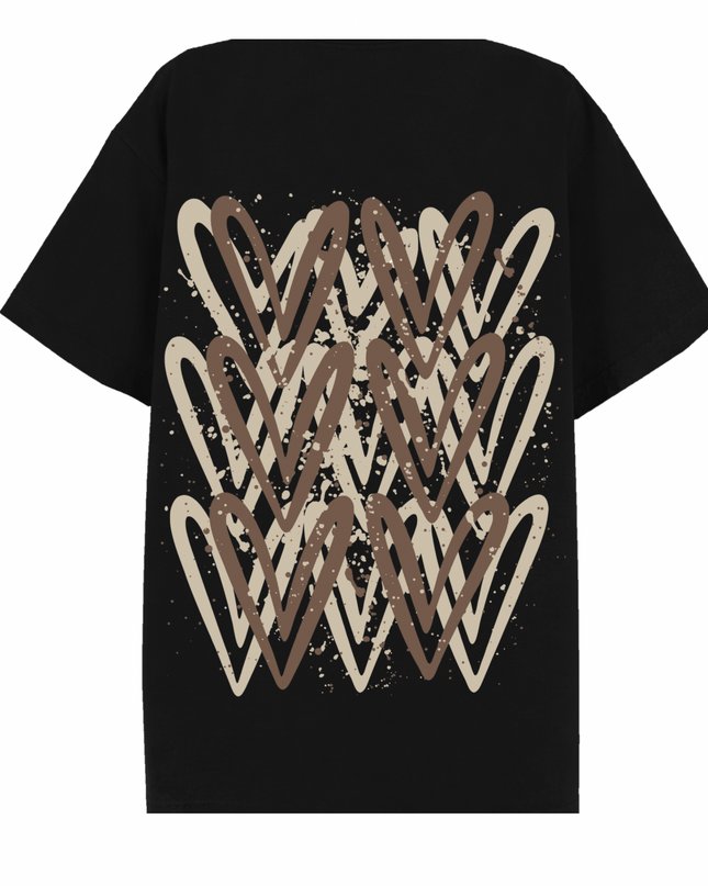 Beige Heart Printed T-shirt Adult