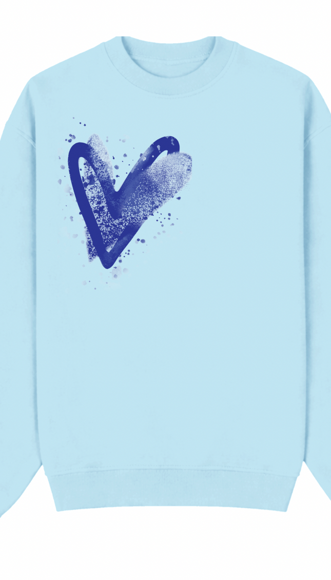 Royal Blue Scatter Heart Printed Sweatshirt – image 4