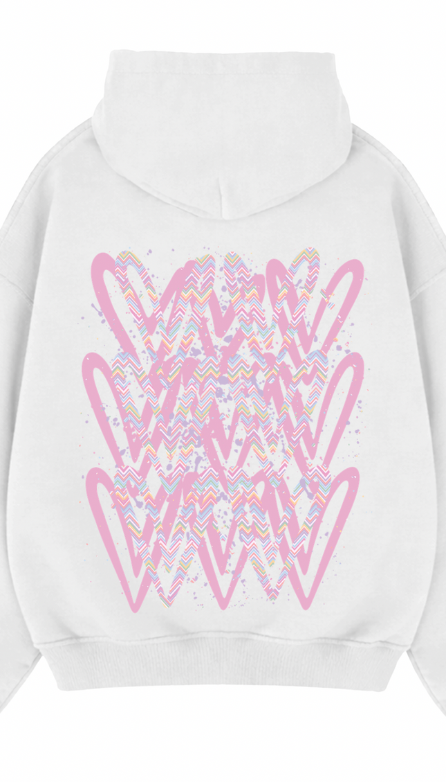Pastel Zig Zag Heart Printed Hoodie – image 5
