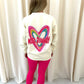 Miss Runway Multicolour Heart Graffiti Sweatshirt Legging Set Cream