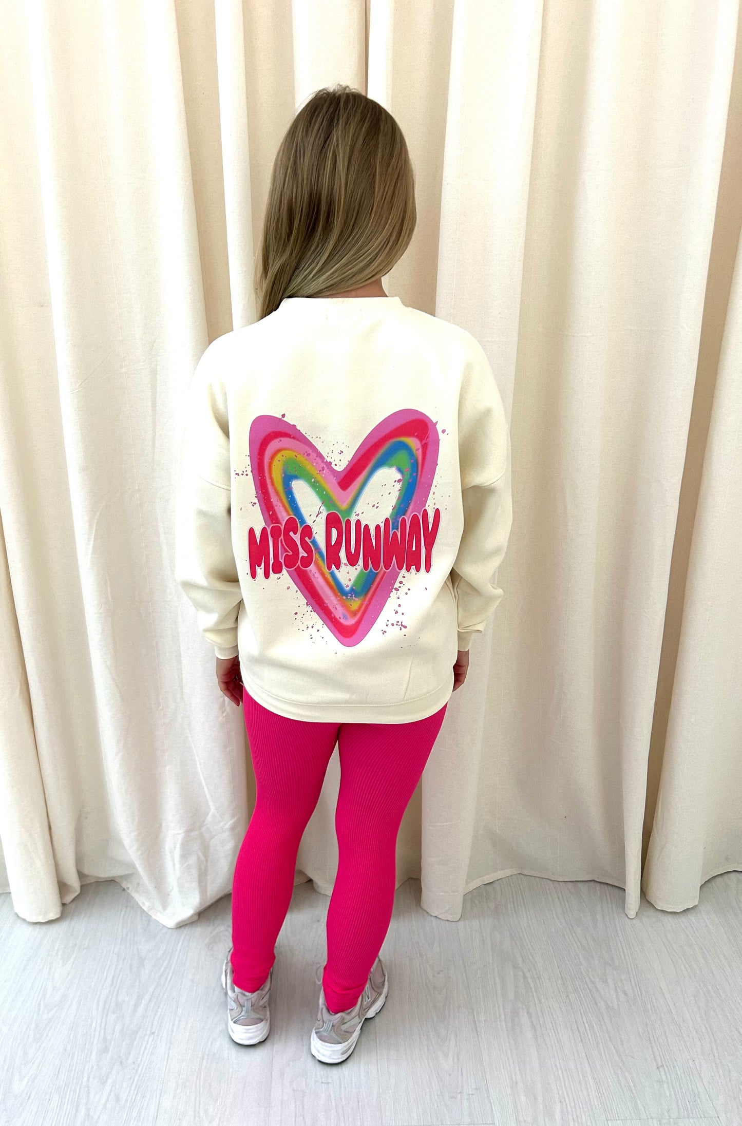 Miss Runway Multicolour Heart Graffiti Sweatshirt Legging Set Cream