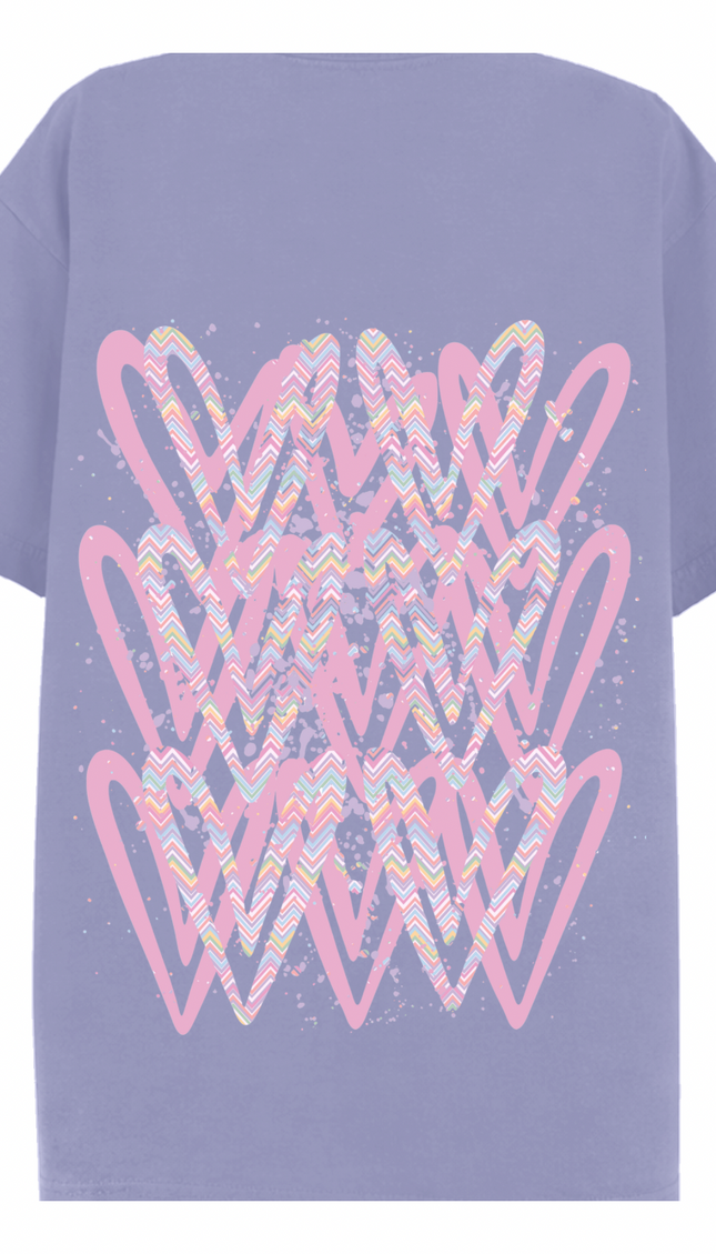 Pastel Zig Zag Heart Printed T-shirt – image 5