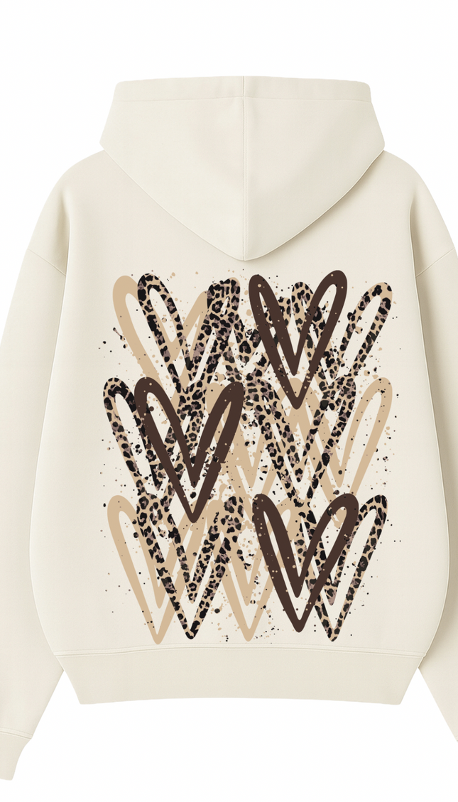 Leopard Print graffiti heart hoodie with spray paint effect print – women's hoodie by Miss Runway