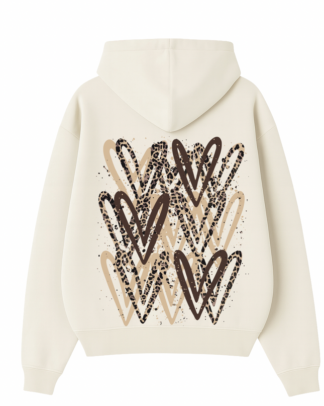 Leopard Print Heart Printed Hoodie Kids