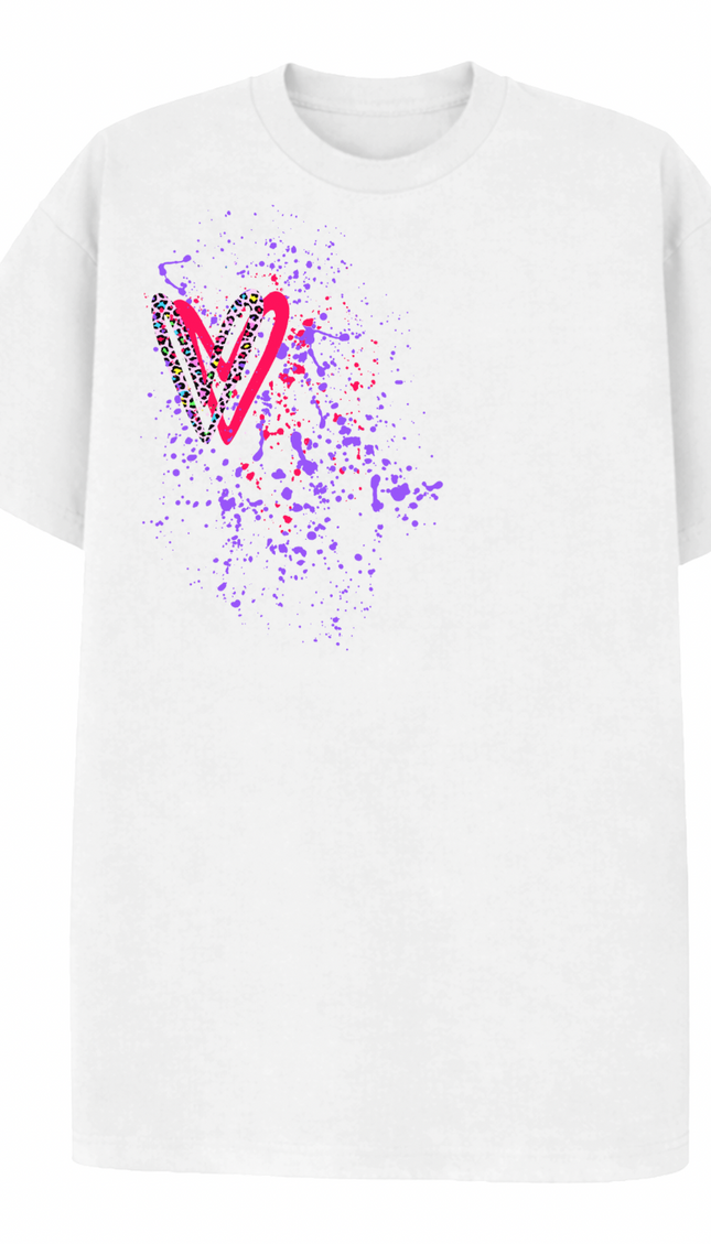 Multicoloured Zig Zag Heart Printed T-shirt – image 4