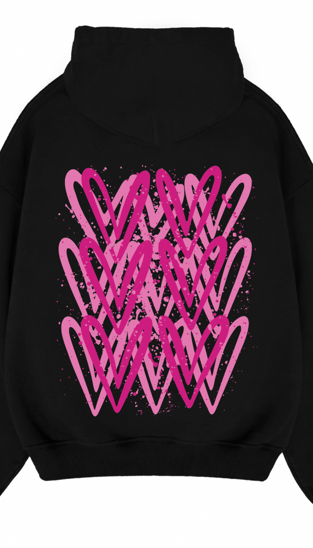 Hot Pink Heart Printed Hoodie – image 11