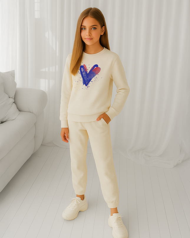 Blue/Red Scatter Hearts Printed Sweatshirt Tracksuit Kids
