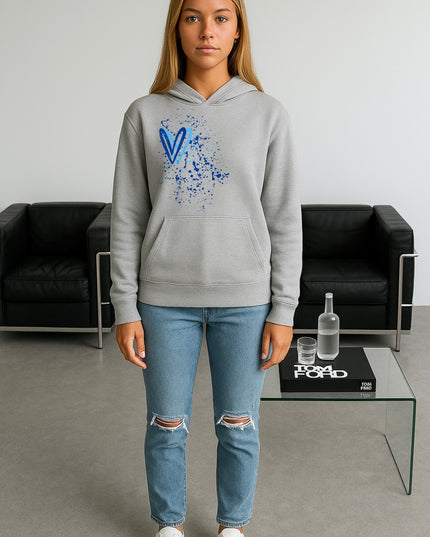 Royal Blue Heart Printed Hoodie