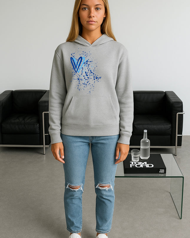 Royal Blue Heart Printed Hoodie