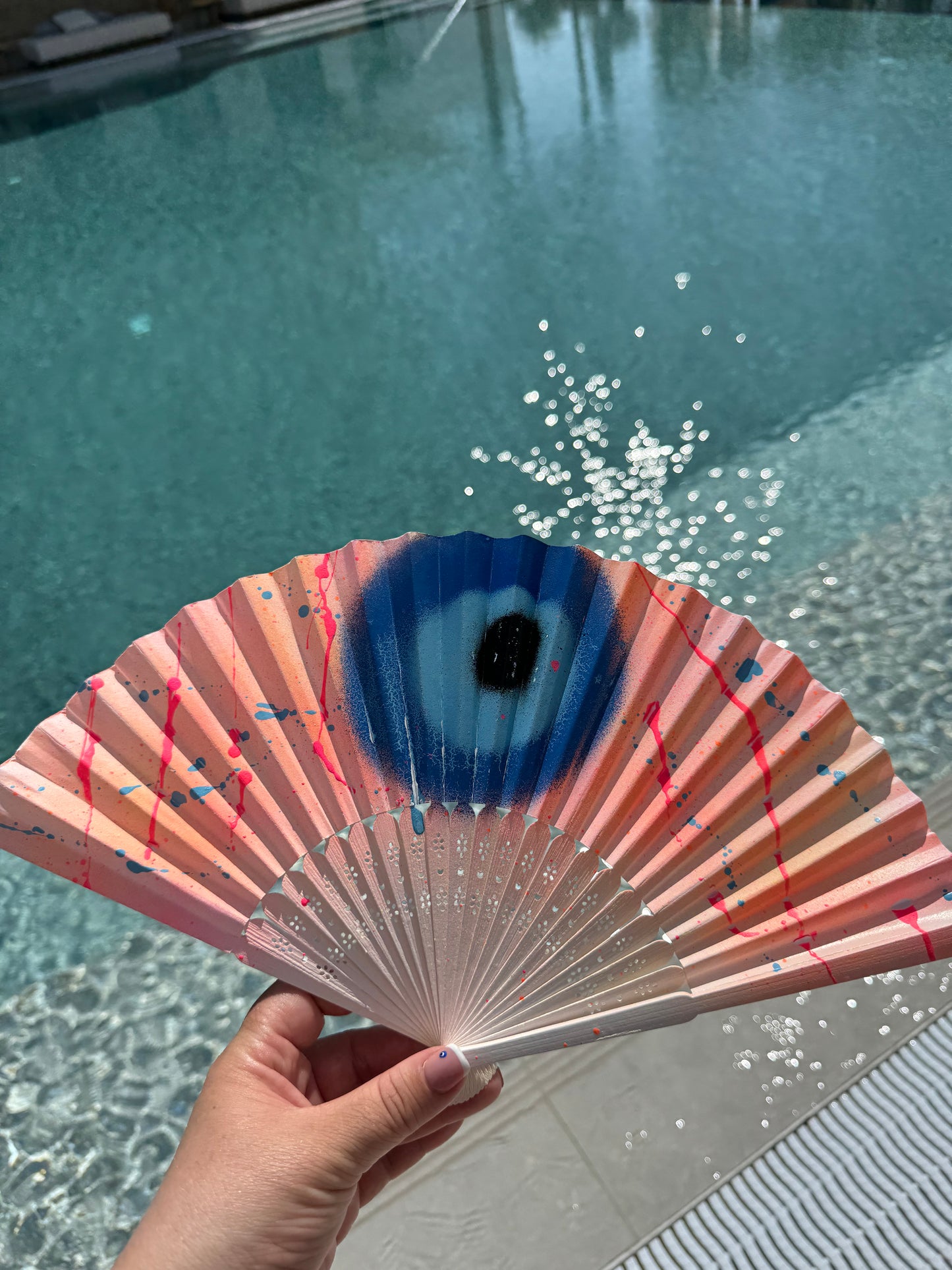 Neon Spray/Evil Eye Paper Fan