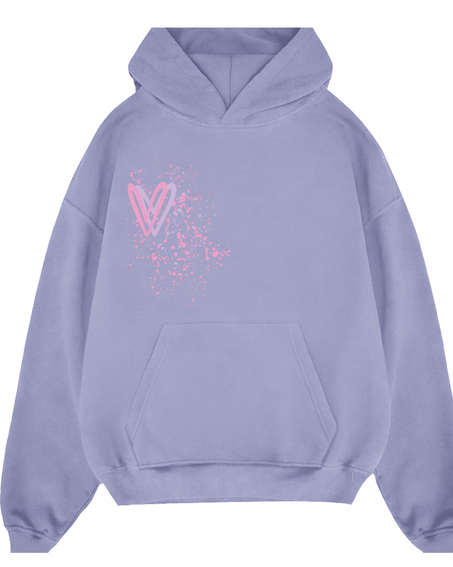 Pastel Heart Printed Hoodie Kids