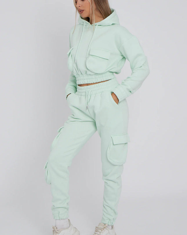 Cargo Pockets Fleece Tracksuit Mint