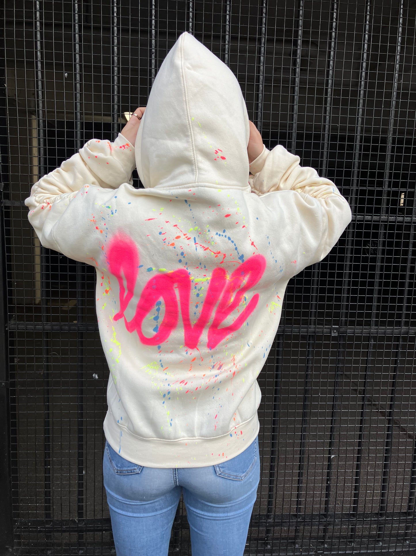 Love Sprayed Cream Ruched Hoodie