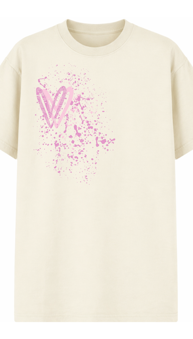 Pink Paisley Heart Printed T-shirt – image 4