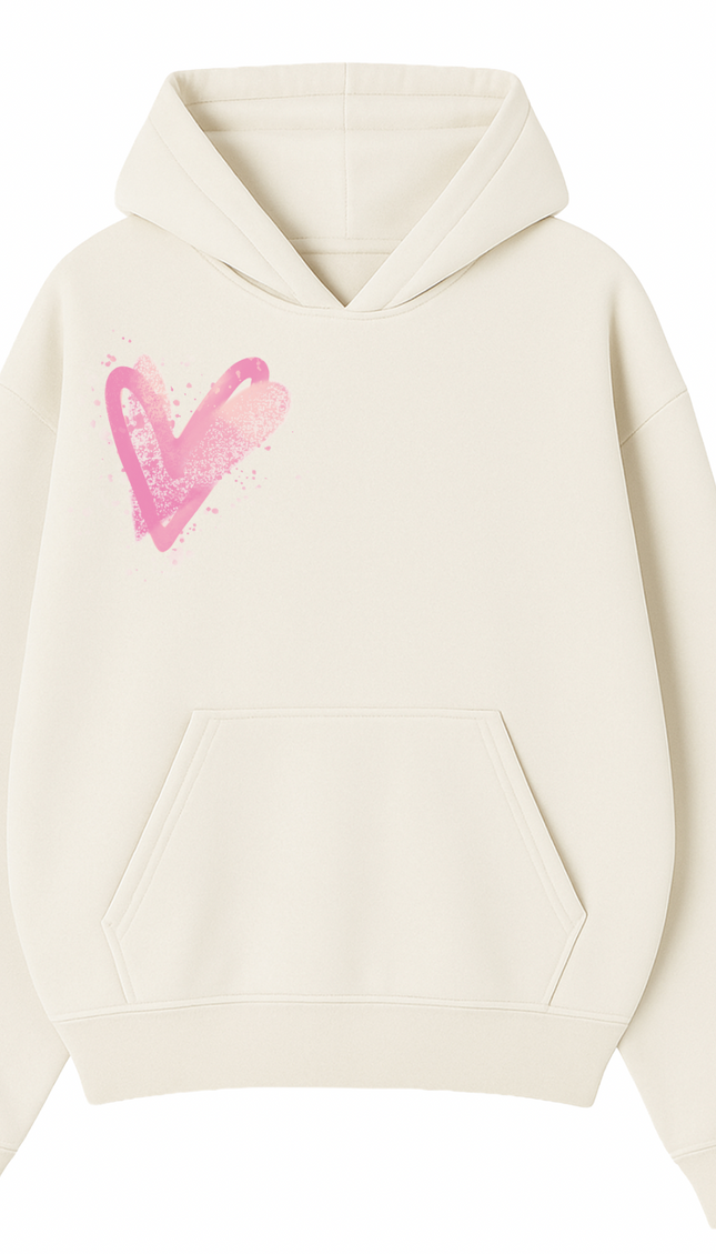 Pink Scatter Heart Printed Hoodie – image 4
