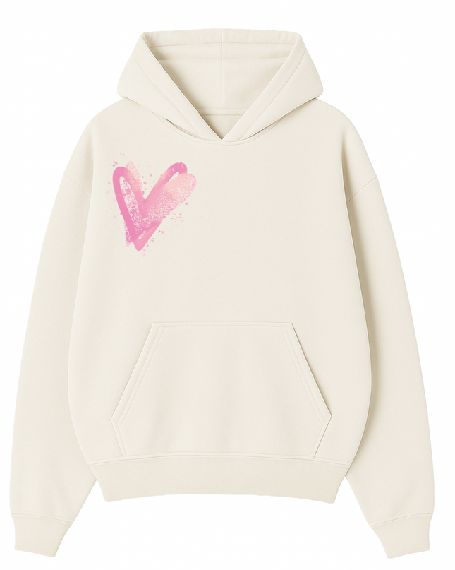Pink Scatter Heart Printed  Hoodie Kids