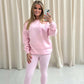 Baby Pink Candy Cane Heart Graffiti Sweatshirt Legging Set Pink