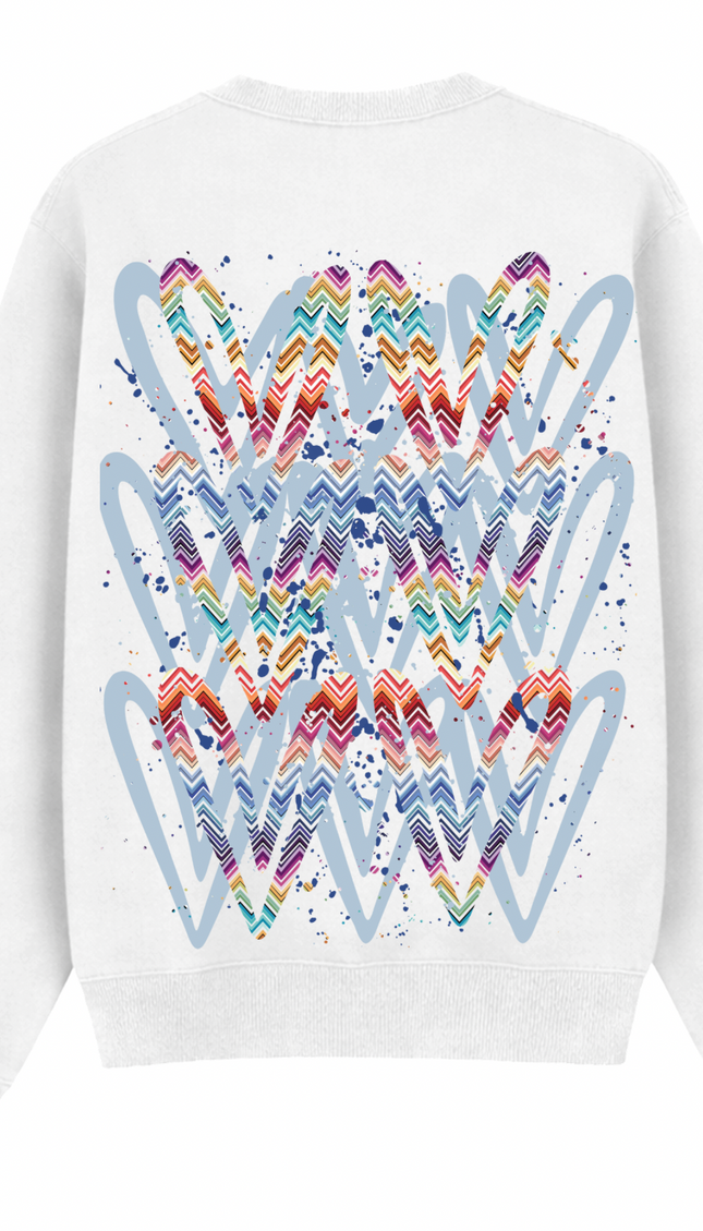 Multicoloured Zig Zag Heart Printed Sweatshirt – additional view