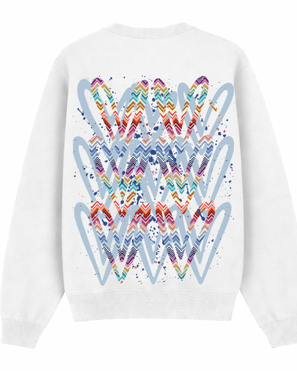 Multicoloured Zig Zag Heart Printed Sweatshirt Kids