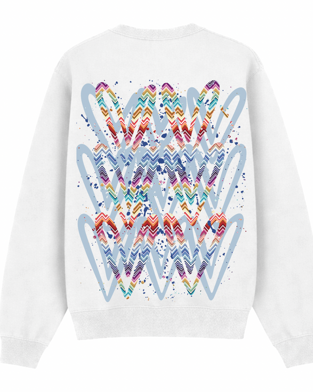 Multicoloured Zig Zag Heart Printed Sweatshirt Kids