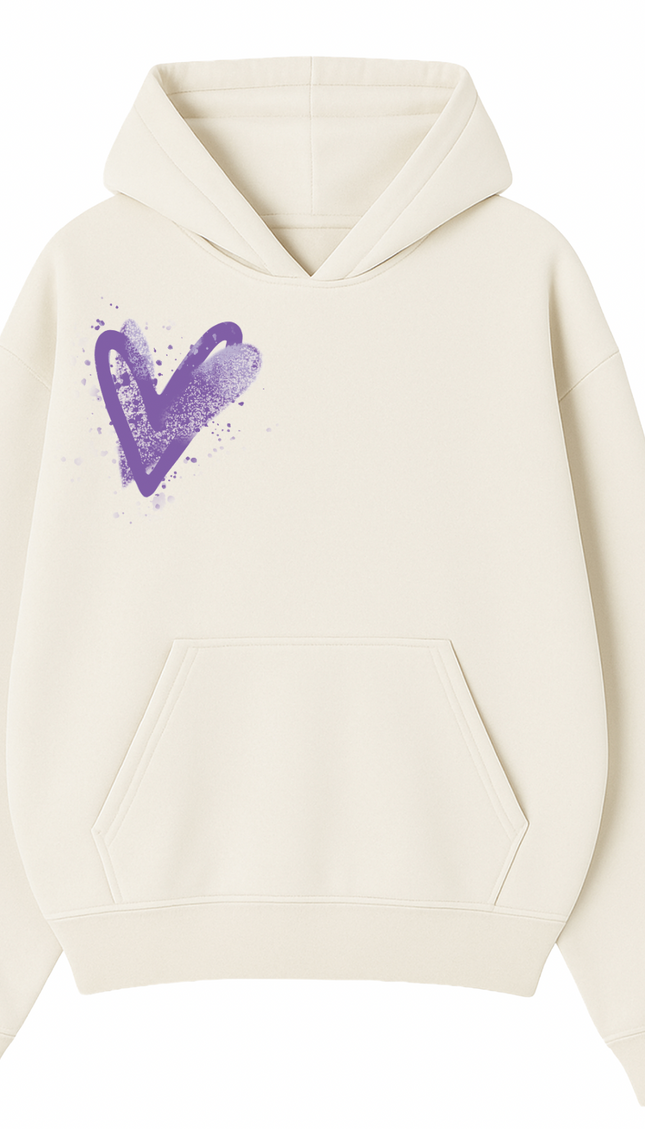 Lilac Scatter Heart Printed Hoodie by Miss Runway – image 2