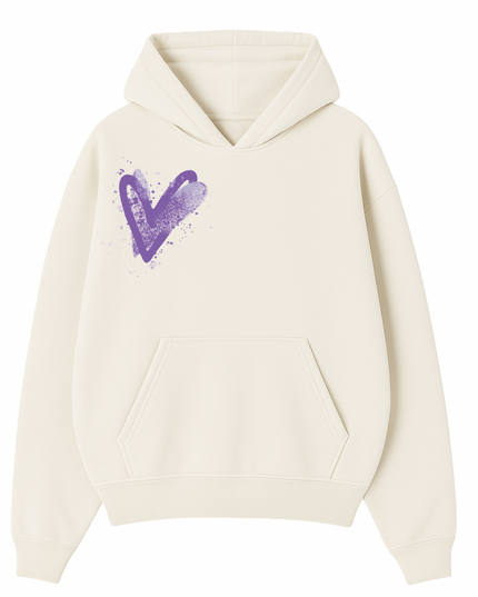 Lilac Scatter Heart Printed Hoodie Adults