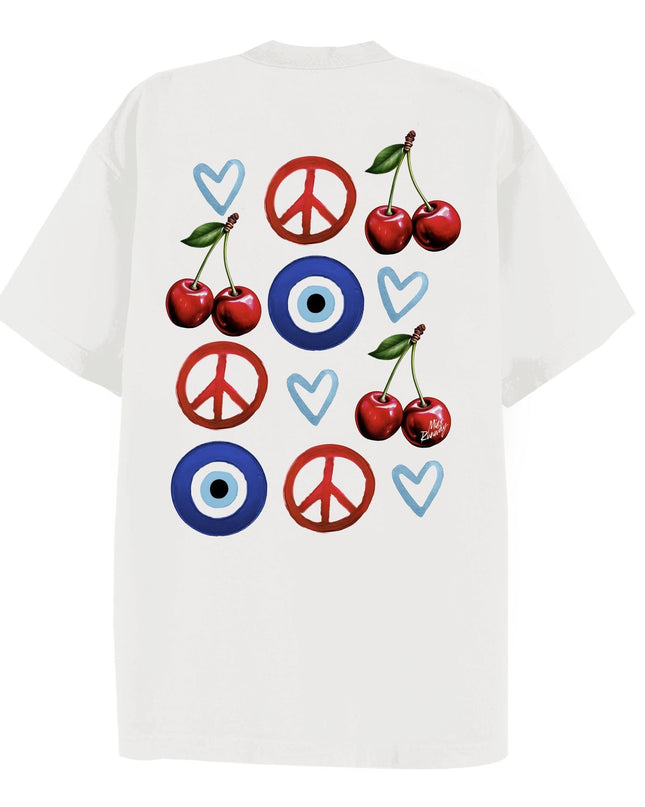 Evil Eye, Cherry, Heart Printed T-shirt Adult