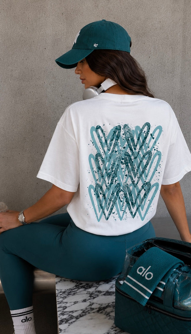 Teal Paisley Heart T-shirt by Miss Runway – image 2