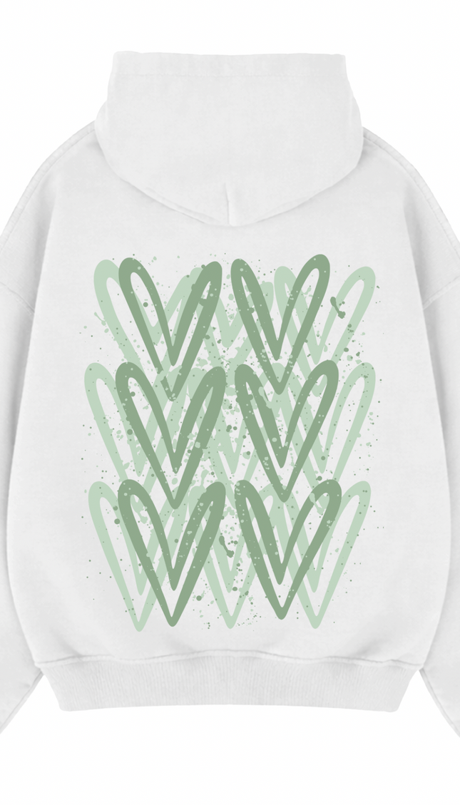 Sage Green Heart Printed Hoodie – image 7
