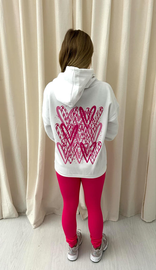 Hot Pink Candy Cane Graffiti Hoodie And Legging Set Pink