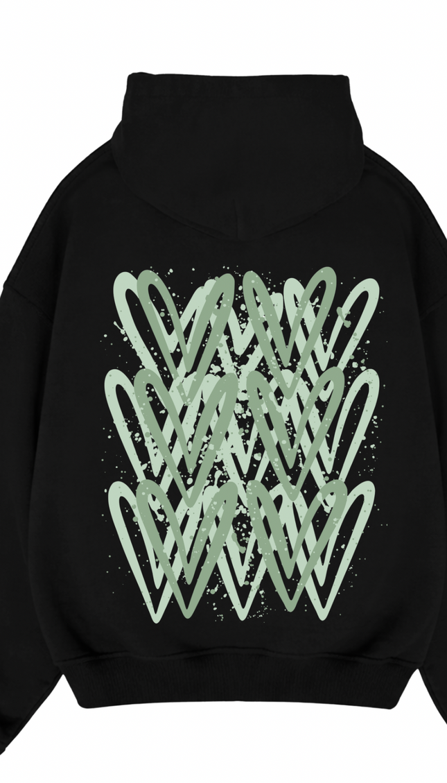 Sage Green Heart Printed Hoodie – image 5