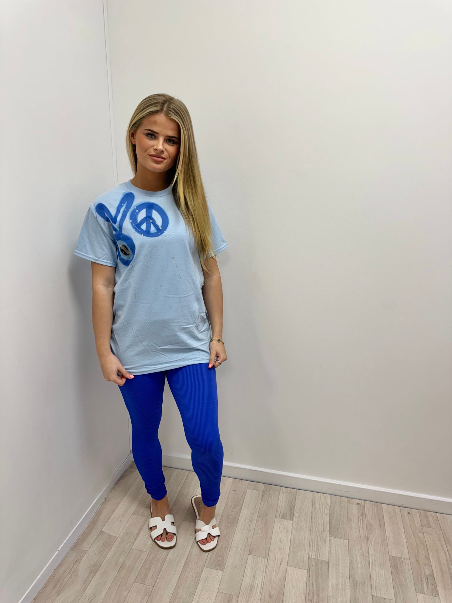 Evil Eye, peace, heart blue T-Shirt