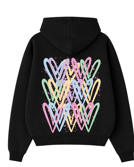 Pastel Heart Printed Hoodie Adults