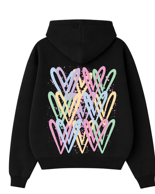 Pastel Heart Printed Hoodie Kids
