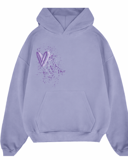 Lilac Heart Printed Hoodie Kids