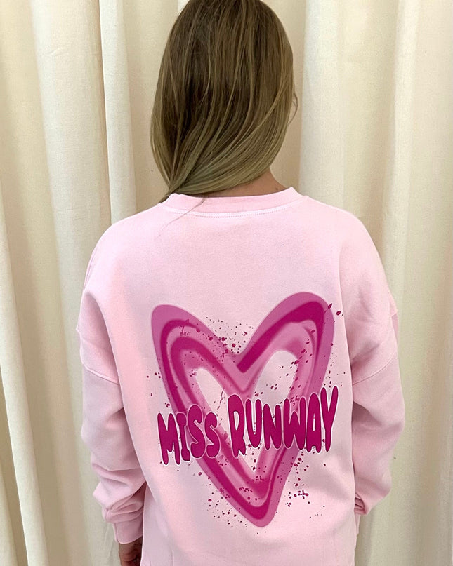 Miss Runway Pink Heart Printed Sweatshirt Adults