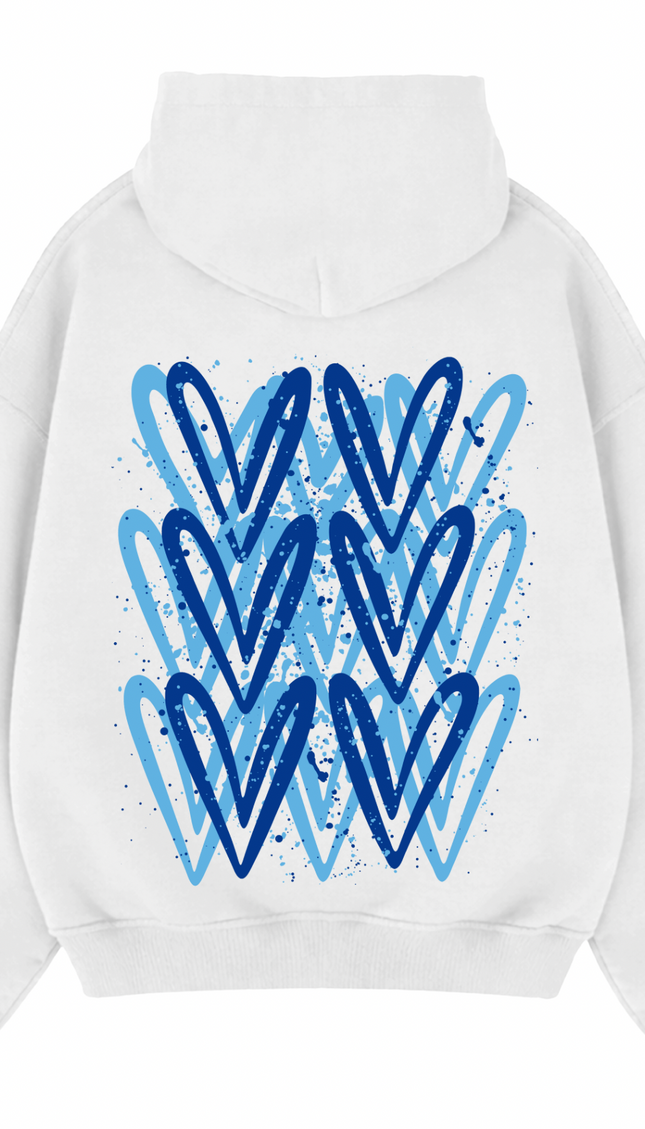 Royal Blue Heart Printed Hoodie – image 7