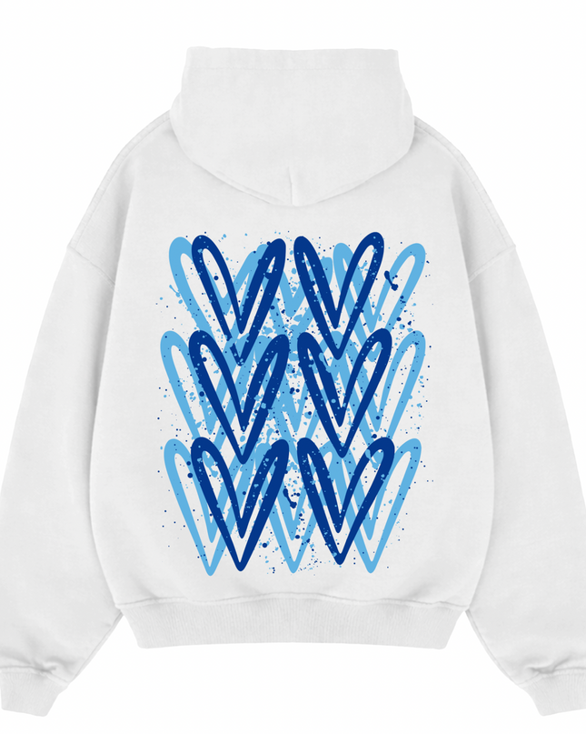 Royal Blue Heart Printed Hoodie Kids