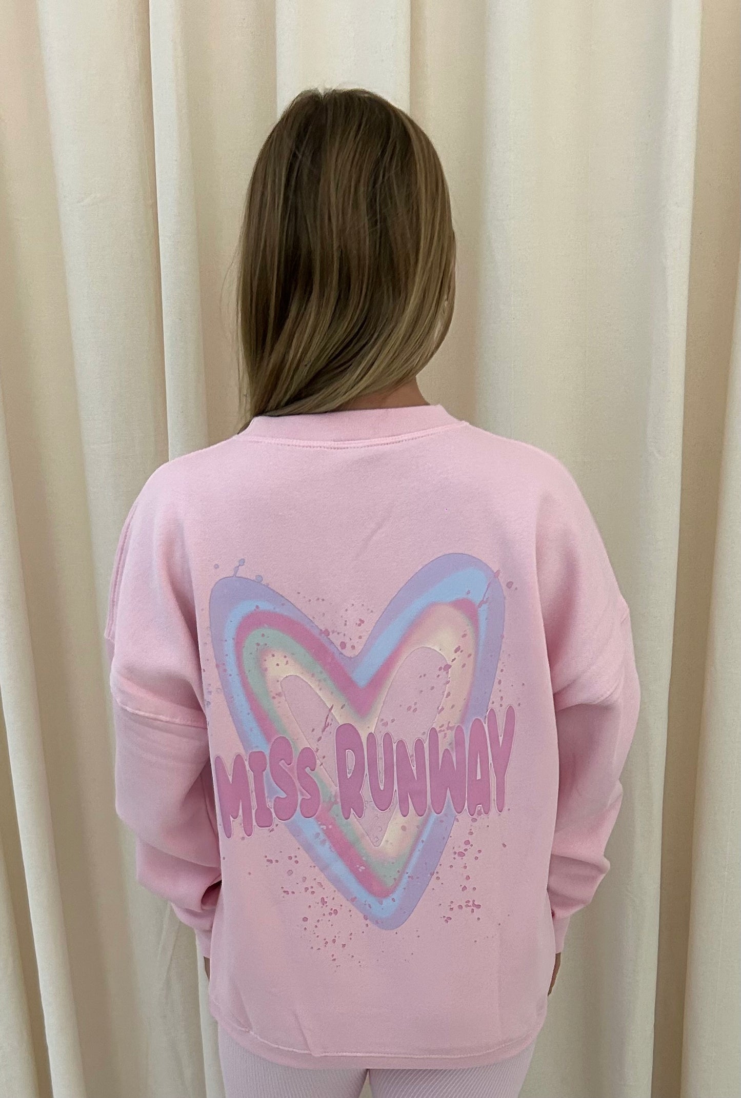 Miss Runway Pastel Heart Graffiti Sweatshirt Pink