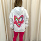 Miss Runway Multicolour Heart Graffiti Ruched Hoodie And Legging Set White