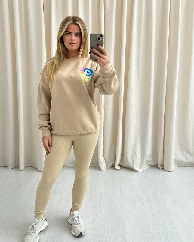 Neon Heart Evil Eye Printed Sweatshirt & Leggings Adults