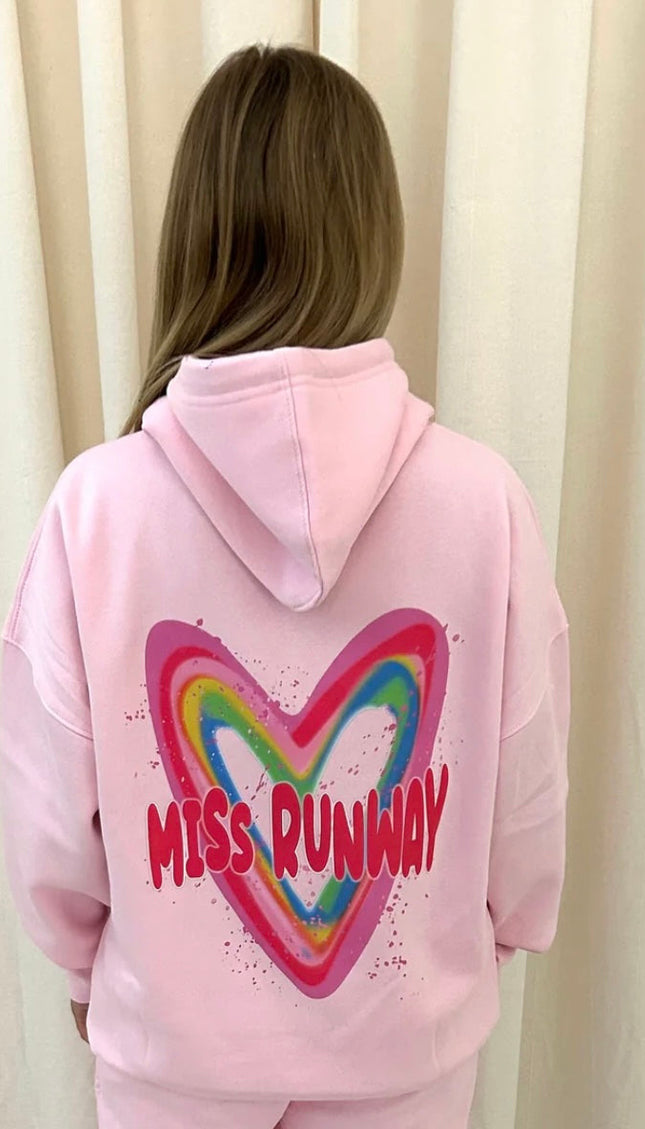 Miss Runway Multicoloured Heart Printed Hoodie – image 4