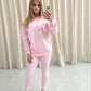 Pink & Red Candy Cane Heart Graffiti Sweatshirt Legging Set Pink