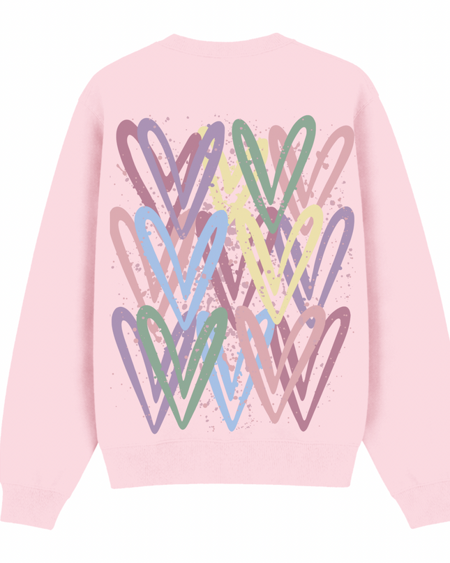 Dark Pastel Heart Printed Sweatshirt Kids
