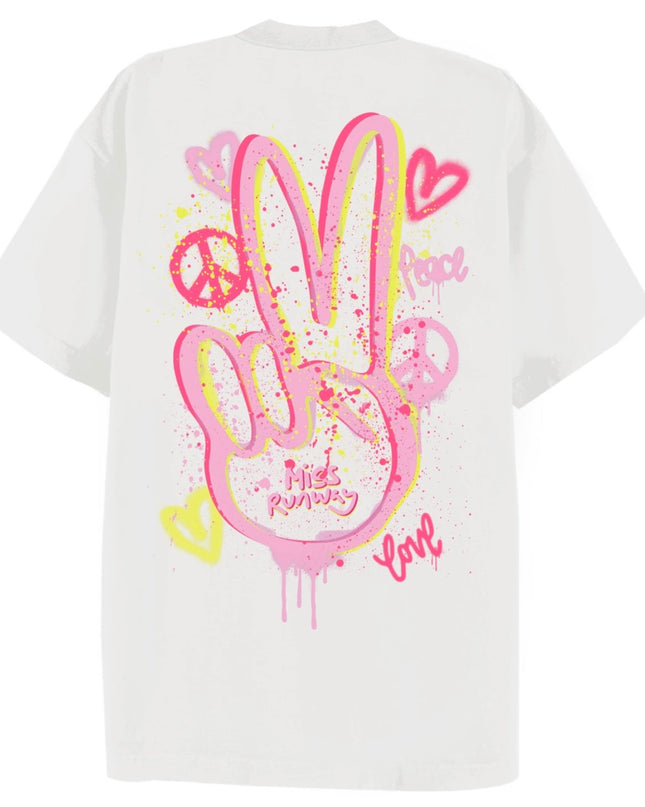 Peace Fingers Printed T-shirt Adult