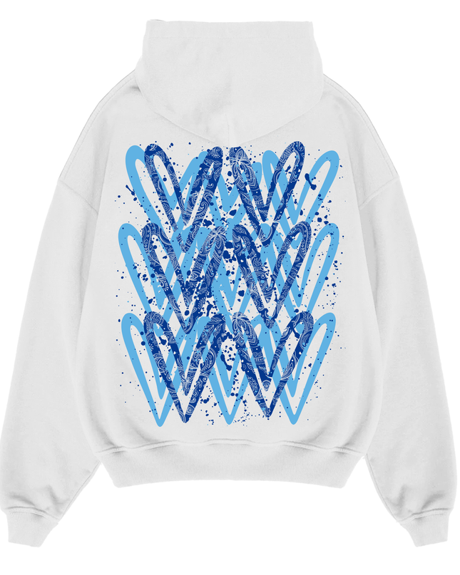 Royal Blue Paisley Heart Printed Hoodie Adults