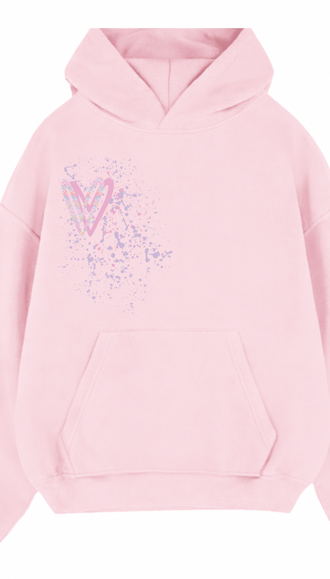 Pastel Zig Zag Heart Printed Hoodie – image 8