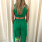 Neon Heart Evil Eye Graffiti Cargo Co ord Green